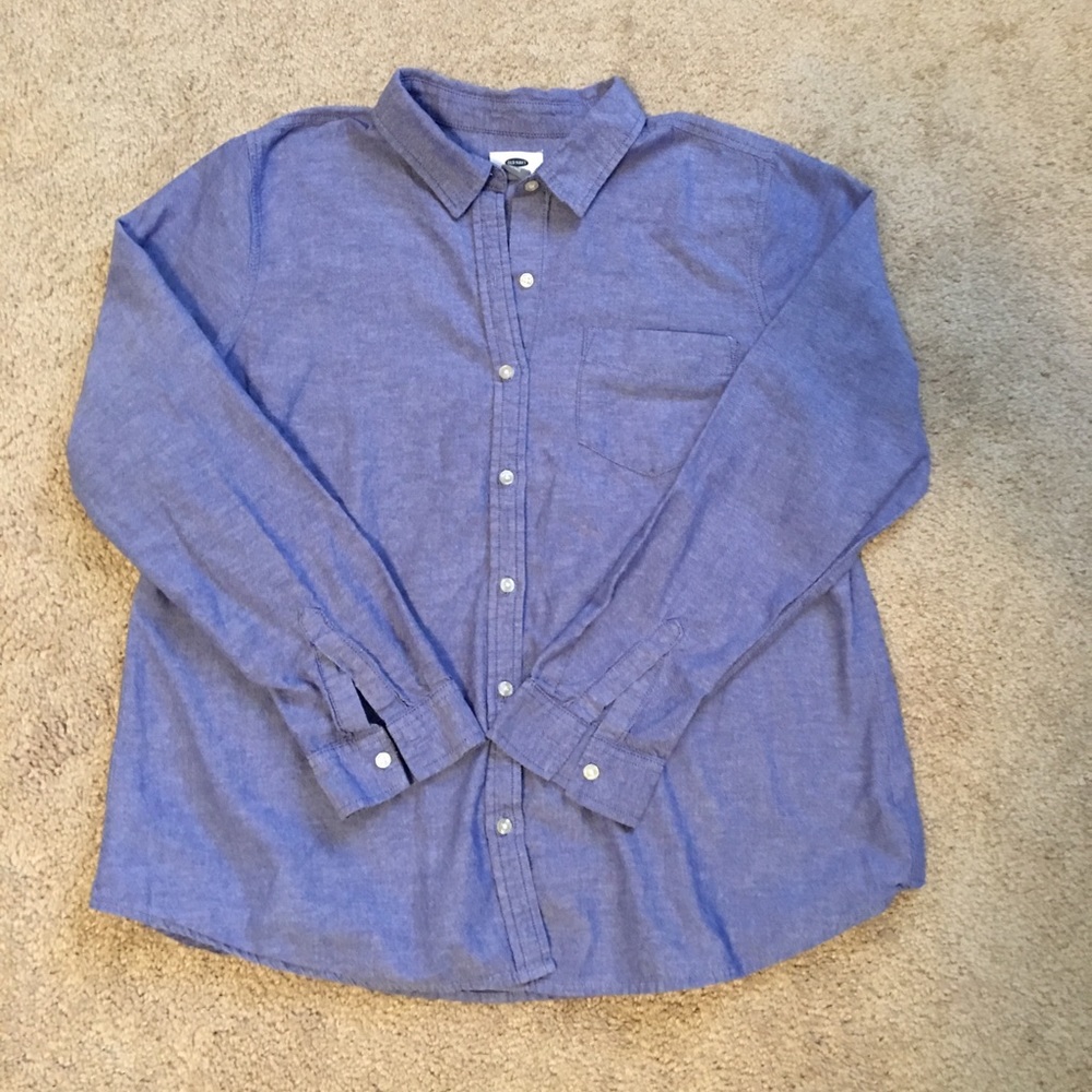 Blue button up oxford style shirt
